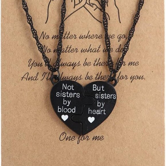 2Pcs Love Heart Puzzle Pendant Necklace Set Adjustbale Broken Split Heart Best F - Picture 1 of 3